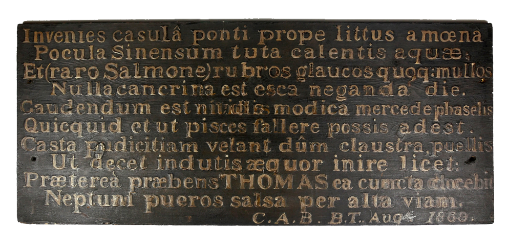 Tea shop sign in Latin