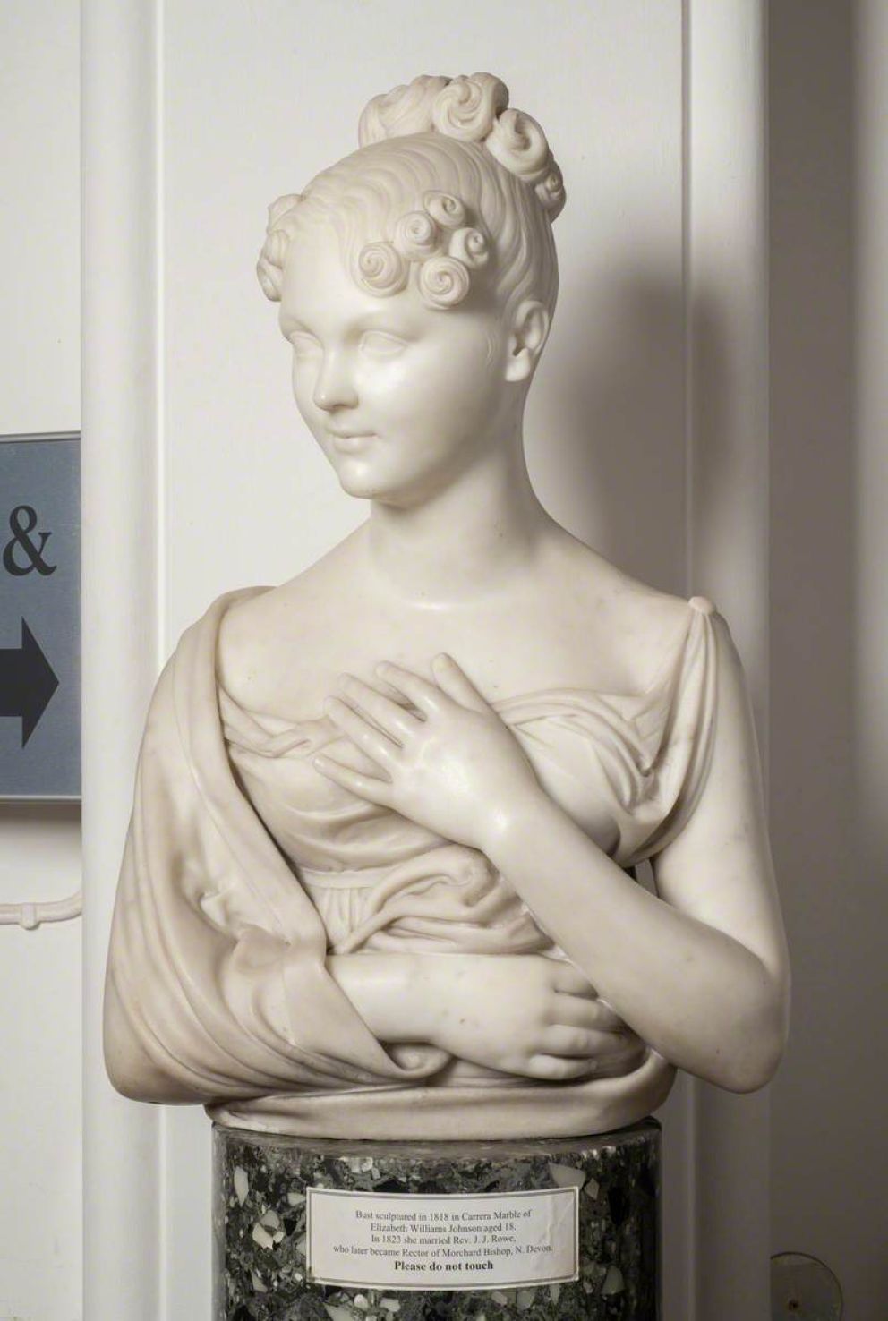Portrait of Elizabeth Rowe in Carrara marble by Lorenzo Bartolini