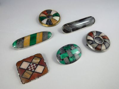 Devonshire Pebble or Marble Brooches
