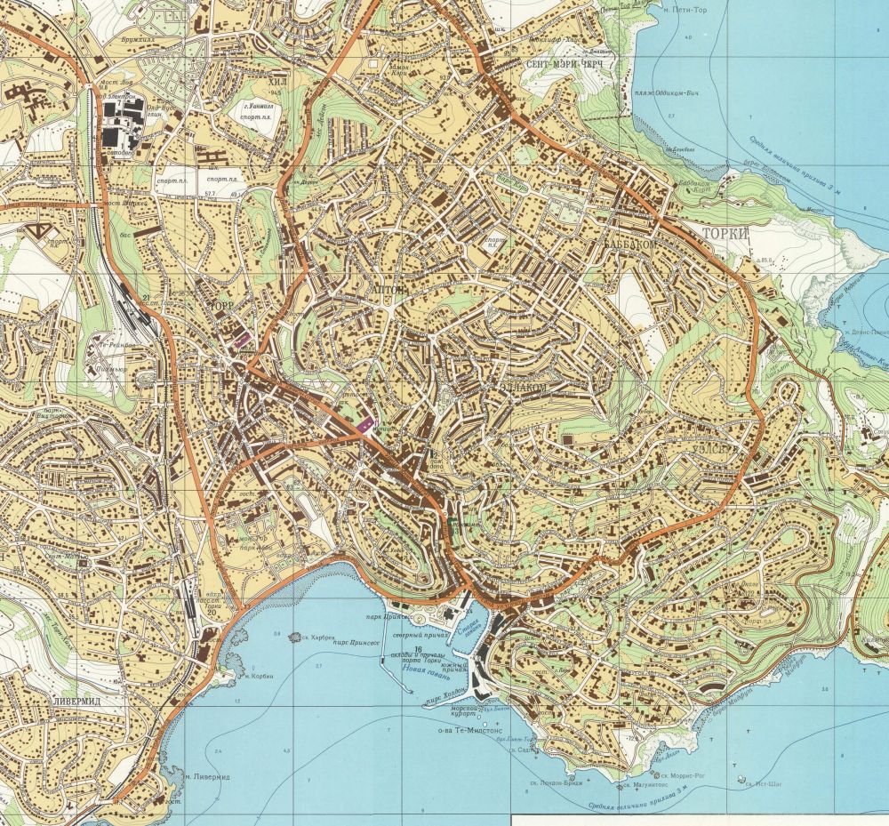 Russian Map of Torquay from the Cold War